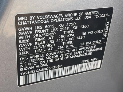 2022 Volkswagen Atlas 3.6L V6 SE w/Technology 4MOTION