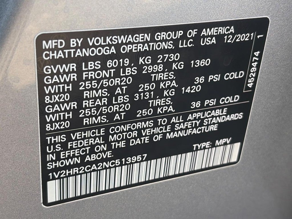 2022 Volkswagen Atlas 3.6L V6 SE w/Technology 4MOTION