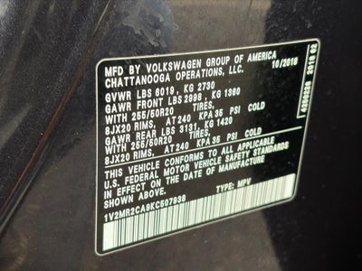 2019 Volkswagen Atlas 3.6L V6 SEL 4MOTION