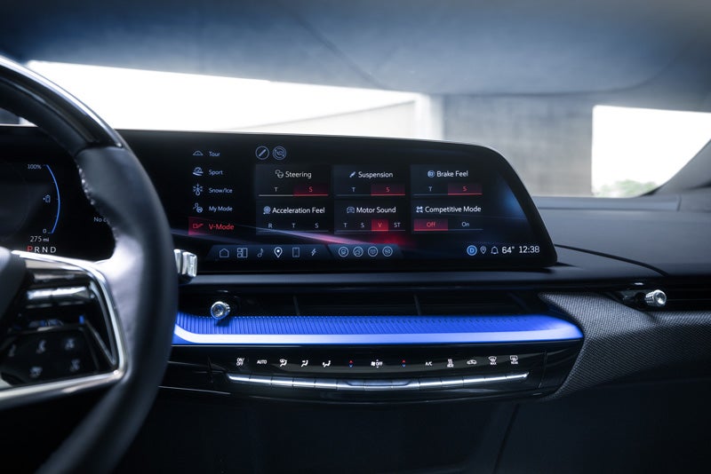 The 2026 OPTIQ-V Display Screen Displaying the V-Mode Settings | Bommarito Cadillac in Saint Peters MO